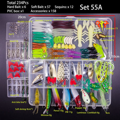 Grande Conjunto Misto de Iscas Artificiais Macias e Rígidas Kit com Minnow Biônico, Swing Metal Jig, Colher e Pesca, Opção de 12 Conjuntos