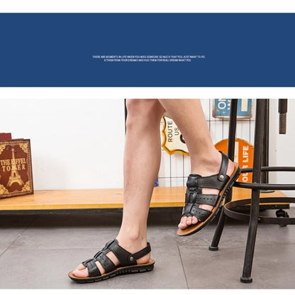 Men's Sandals Leather 2025 New Fashion Comfortable Stretch Beach Shoes Middle-aged and Young Summer Slippers Men's Shoes