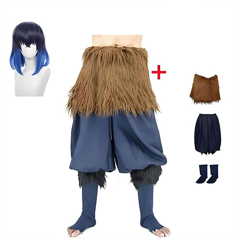 Disfraz de Anime bilibili Demon Slayer Hashibira Inosuke, disfraz de Halloween para adultos, pantalones elegantes, ropa, máscara