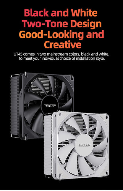 TEUCER UT45 Series CPU Cooler 45mm ITX Case Air Cooling Radiator with UT12015 FDB Fan for AM5 AM4 and LGA1700 1200 2011 for X99