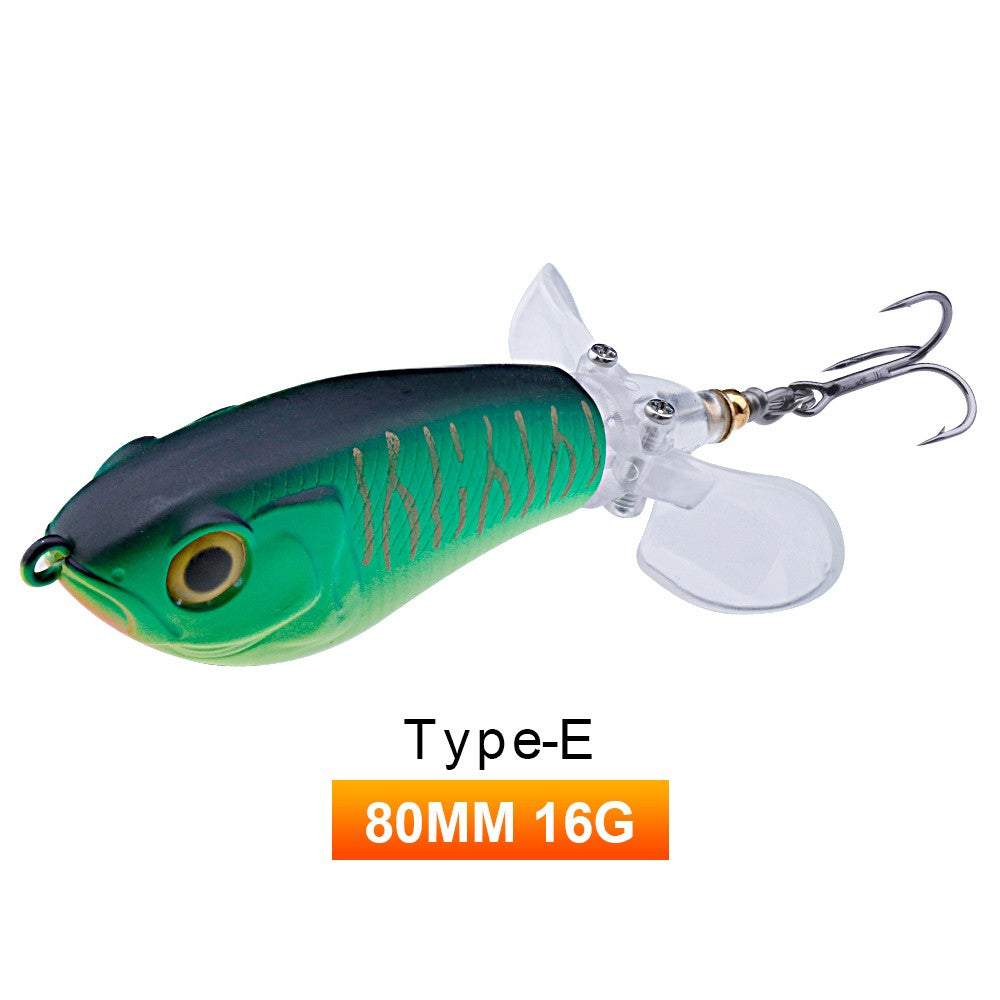 Iscas de Pesca TREHOOK 9g/16g de Superfície Whopper Popper Cauda de Hélice Dupla Giratória Isca Artificial Flutuante