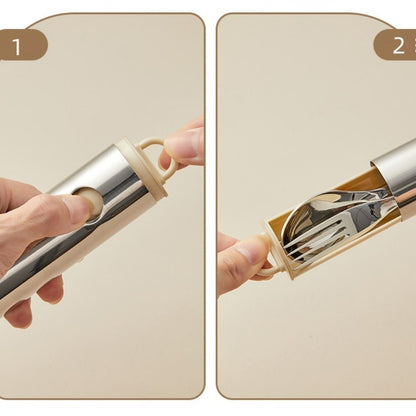 Portable Travel Utensils with Case, Reusable Camping Silverware for Lunch, Stainless Steel Fork Spoon Chopsticks Cutlery Set
