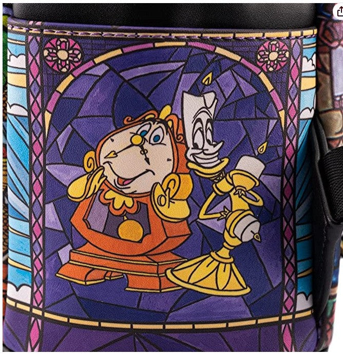 Bolsa Mini Mochila Loungefly A Bela e a Fera Série Princesas Cogsworth ?Lumiere Chip? Cosplay