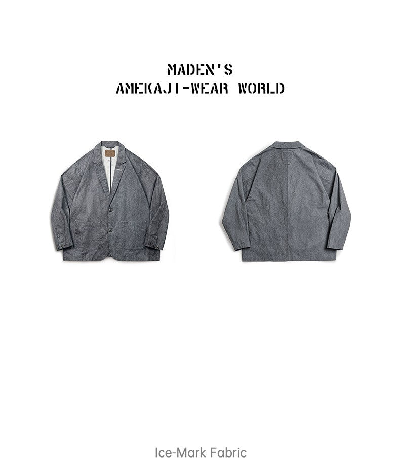 Maden New Casual Suit with Irregular Pattern Design Lapel Loose Blazers Cotton Jacket for Men's Spring and Autumn