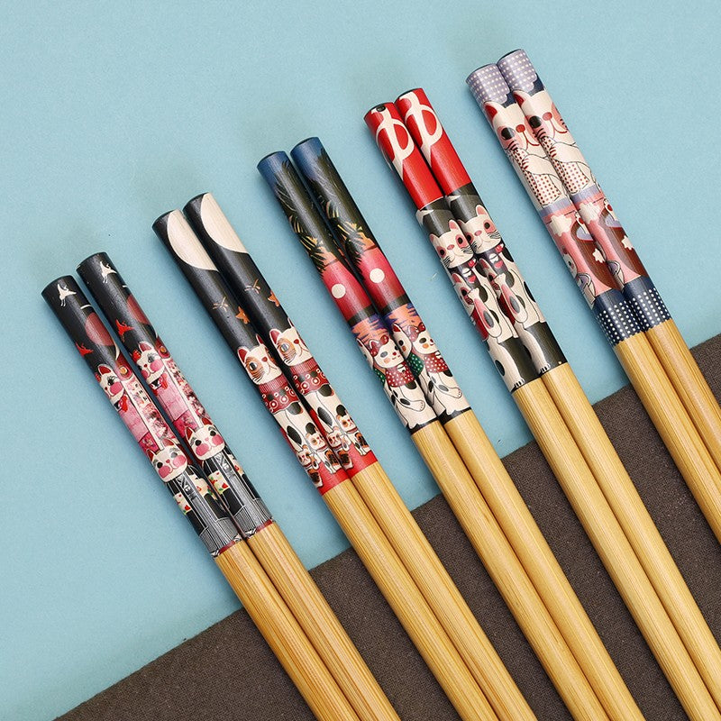 5 pares de pauzinhos japoneses para sushi, antiderrapantes, reutilizáveis, chineses, utensílios de mesa, presente, ferramentas de cozinha