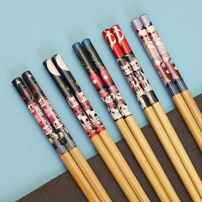 5 pares de pauzinhos japoneses para sushi, antiderrapantes, reutilizáveis, chineses, utensílios de mesa, presente, ferramentas de cozinha