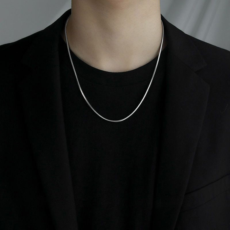 1 peça de colar de aço inoxidável com corrente elo de cobra, estilo punk e hip-hop, para homens e mulheres, cor prata, joia masculina, presentes, Cadenas Para Hombre