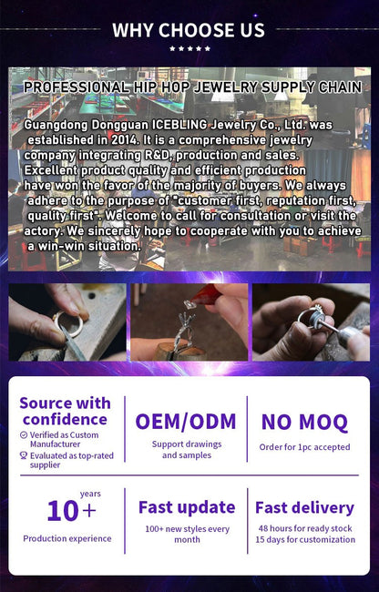 ICEBLING VVS Moissanite Cuban Bracelet 8mm 925 Silver for Men Women Iced VVS Cuban Chain with GRA Certificate