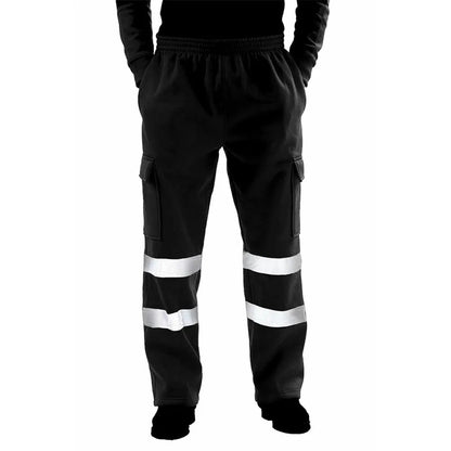 Mens Work Uniform Bottoms Safety Sweat Pants Striped Reflective Pants Loose Mens Rain Trousers Joggers Patchwork Workwear
