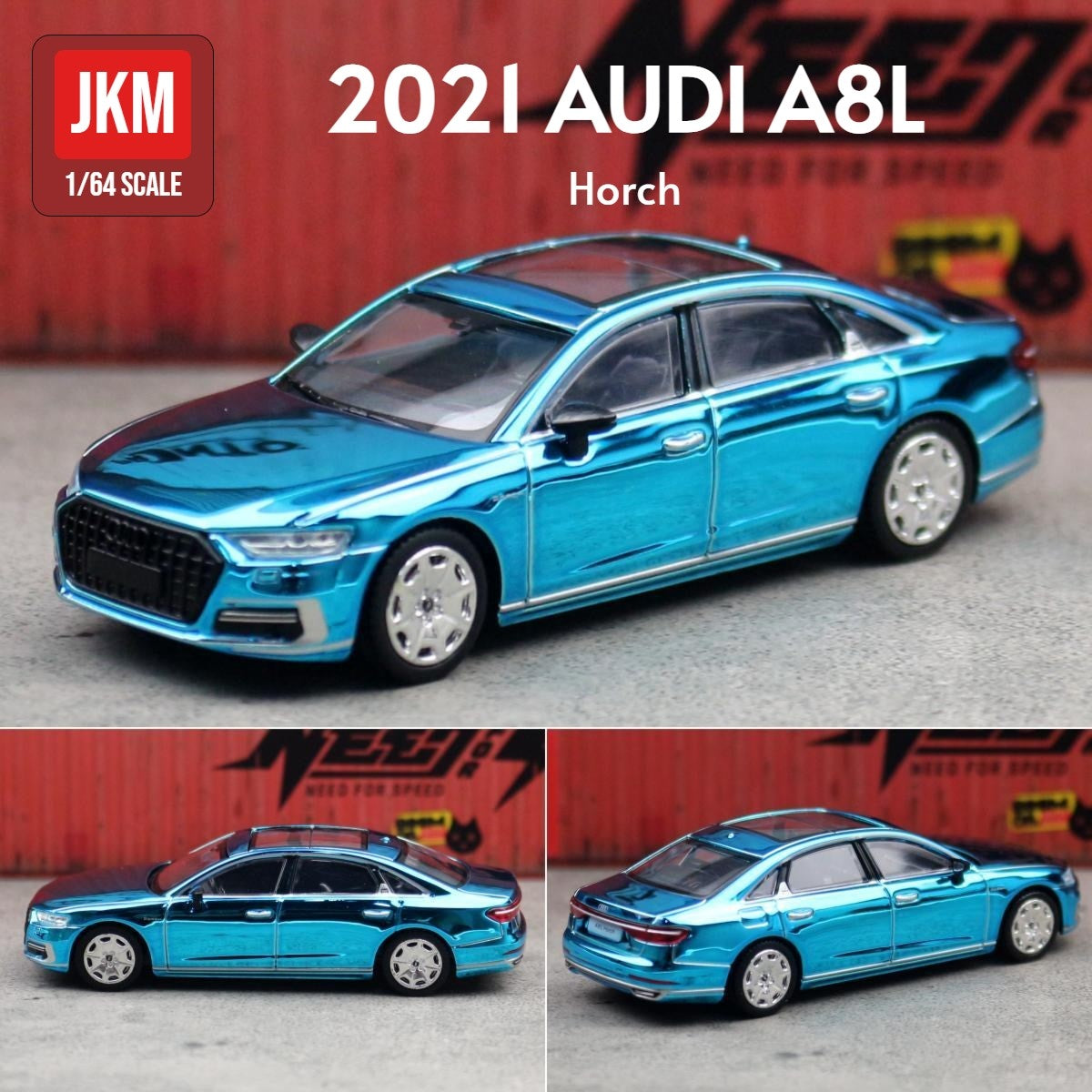 JKM 1/64 Audi A8 A7 Modelo Miniatura 1:64 Carro de Brinquedo Premium Roda Livre Coleção de Liga Fundida Adequado para Hot Wheels Mini GT