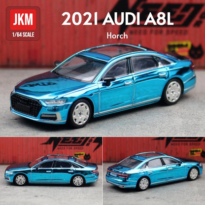 JKM 1/64 Audi A8 A7 Modelo Miniatura 1:64 Carro de Brinquedo Premium Roda Livre Coleção de Liga Fundida Adequado para Hot Wheels Mini GT
