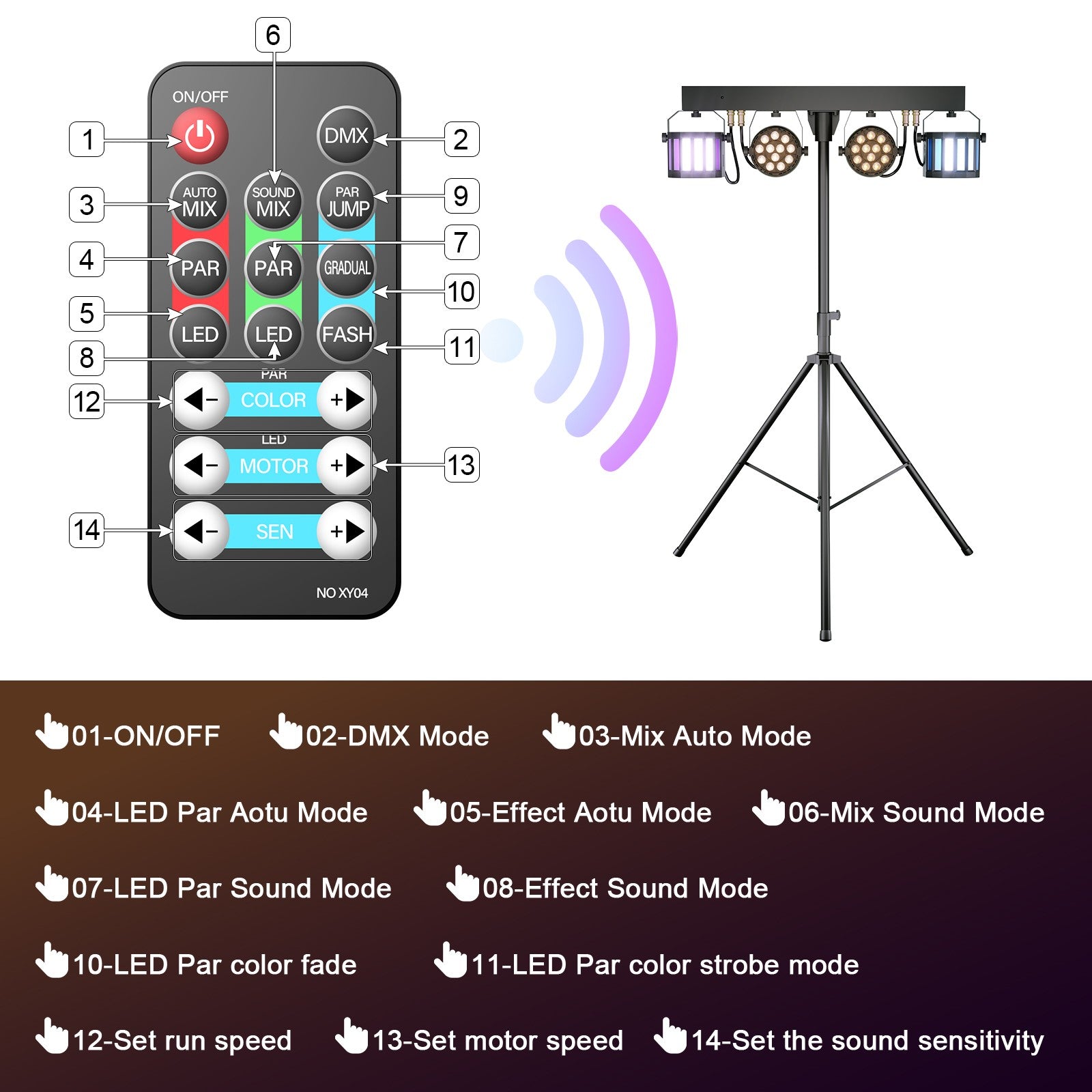 U`King 2Pcs/Set 60W RGBW LED Par Lights Combination Bracket Light DMX512 Stage Light For DJ Disco Concert Wedding Birthday Party