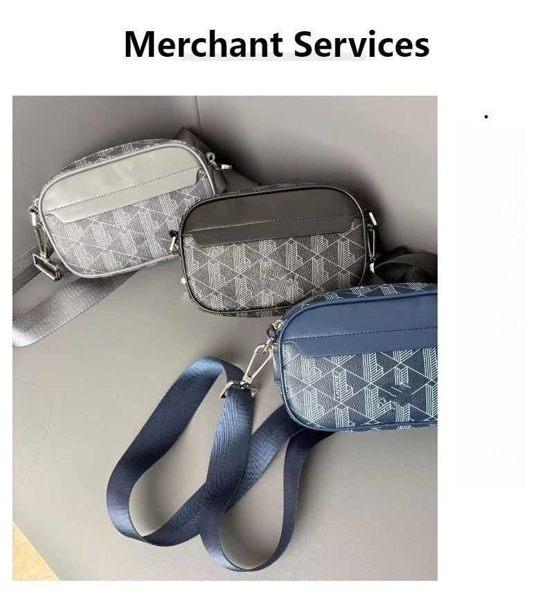 2025 new retro printed men's shoulder bag, casual and fashionable crossbody bag, horizontal version trendy men's crossbody bag