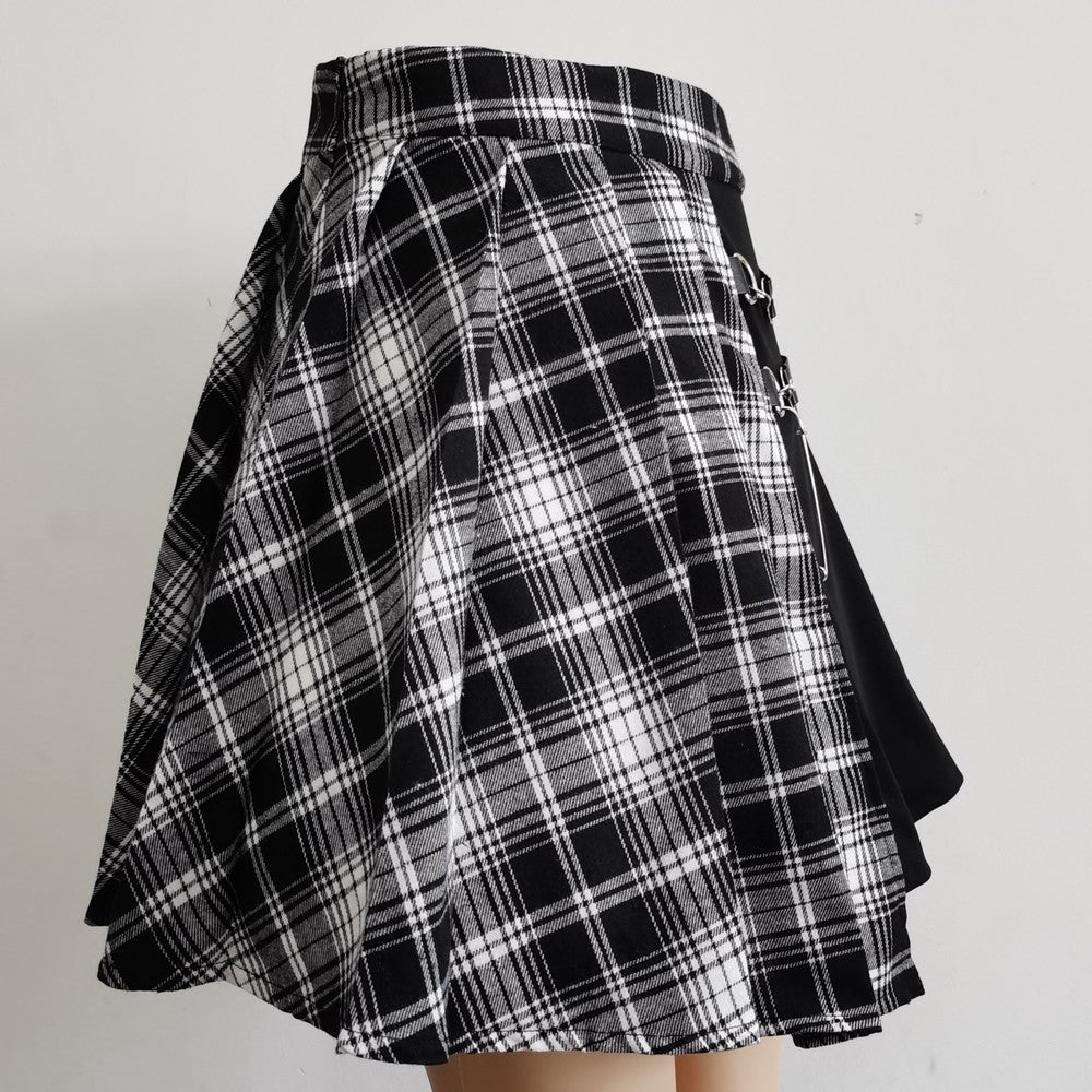 Womens Harajuku Punk Irregular Mini Pleated Skater Skirt Asymmetric Cutout High Waist Hip Hop Clubwear gothic harajuku skirt