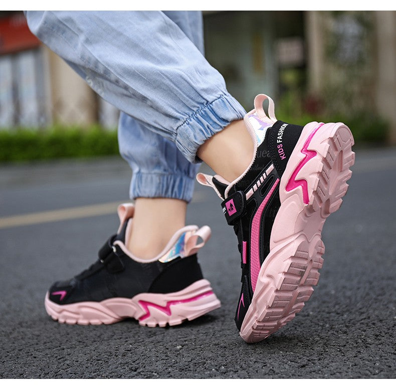 Girls Sneakers Lightweight Athletic Comfortable Shoes with Velcro Closure Kids Non-Slip Casual Walking Running Sports Shoes
