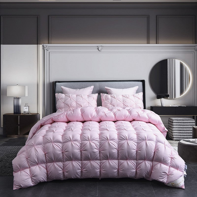 Edredom de Pluma de Ganso Branco Quente Inverno Grosso 3D Pão Edredom Plissado Cobertor Preenchimento para Colcha de Cama de Solteiro Casal