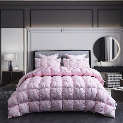 Edredom de Pluma de Ganso Branco Quente Inverno Grosso 3D Pão Edredom Plissado Cobertor Preenchimento para Colcha de Cama de Solteiro Casal