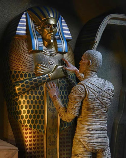 NECA Monsters Figure The Mummy Casket Coffin Pyramid Action Figure Universal Monsters Model Toy Christmas Halloween Gift Doll