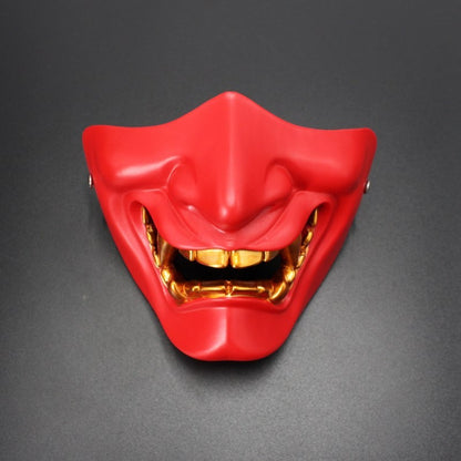 Halloween Cosplay Airsoft Mask Protective Fashion Half Face Mask Prajna Hannya Mask Japanese Samurai Evil Oni Demon Party Decor