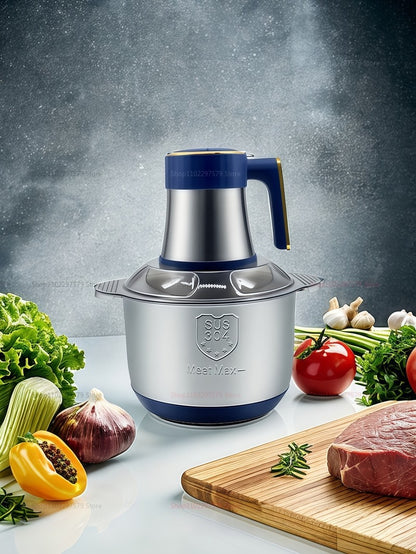 Moedor de Carne Elétrico 5L Triturador de Alimentos Aço Inoxidável Processador Cortador de Legumes Multifuncional para Liquidificadores de Cozinha