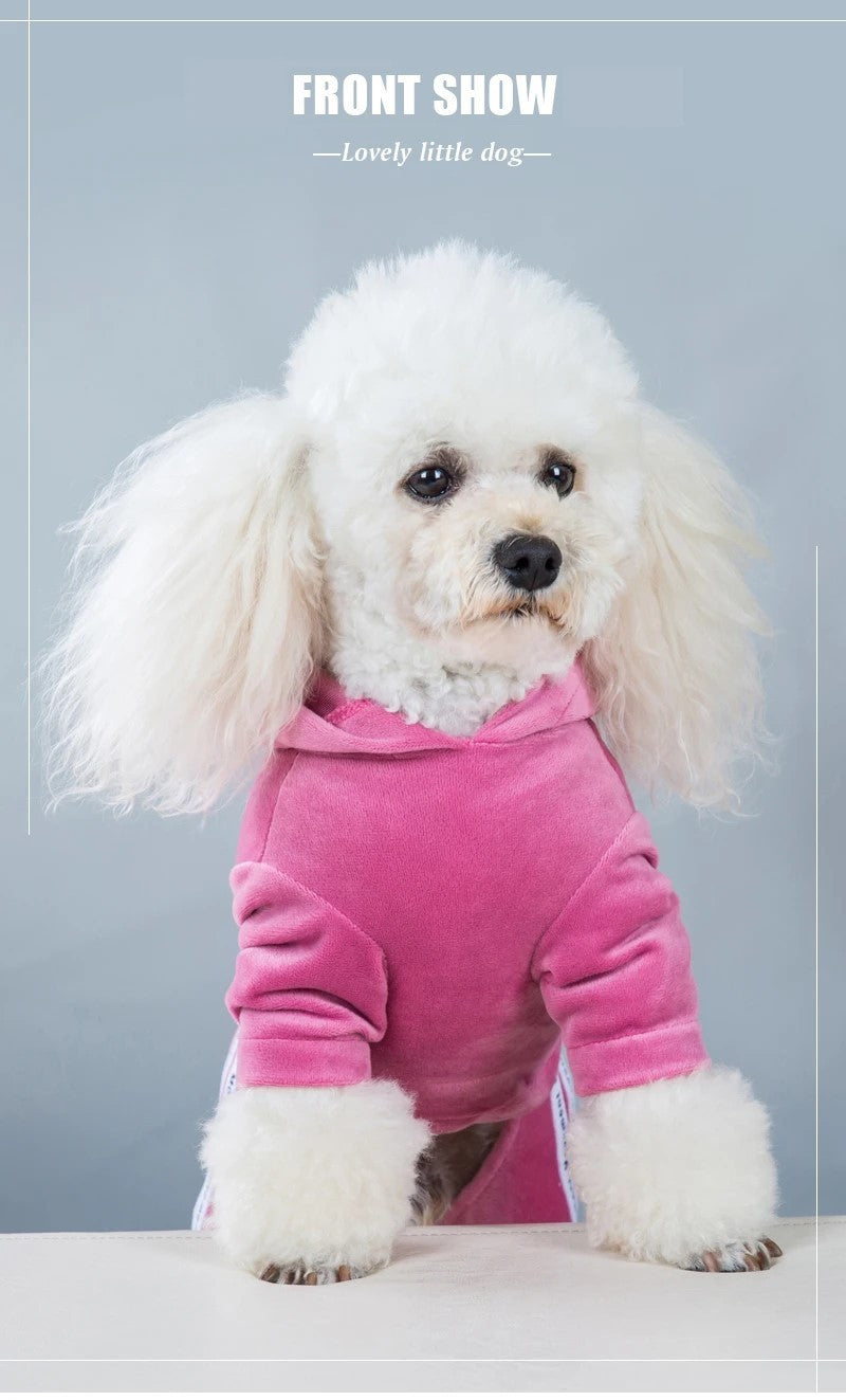Roupa de cachorro para cães pequenos, gatos, roupas de inverno quentes para animais de estimação, macacão de veludo macio, moletom com capuz para filhotes, macacão para Chihuahua