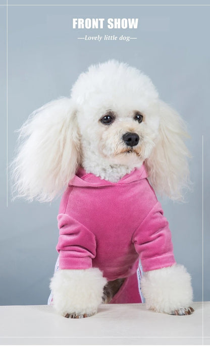 Roupa de cachorro para cães pequenos, gatos, roupas de inverno quentes para animais de estimação, macacão de veludo macio, moletom com capuz para filhotes, macacão para Chihuahua