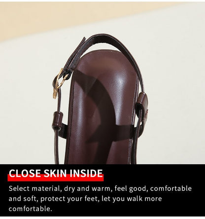 2025 Women's Fashion Baotou Sandals Spring New Pointed Head Shallow Mouth Metal Buckle Anti-slip Wear-resistant High Heels