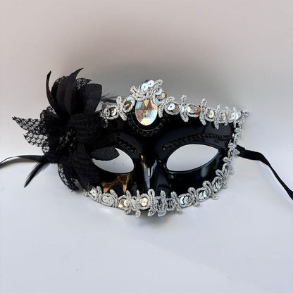 Halloween Mask Masquerade Princess Half Face Lace Plus Flower Children Adult Eye Mask Female Party Performance Props