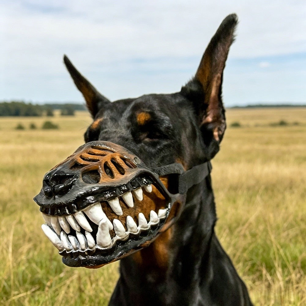 Scary Bloody Dog Muzzle for Halloween,Hilarious Dog Costume Muzzle with Large Horror Teeth, Covering Party Comedy Accessory