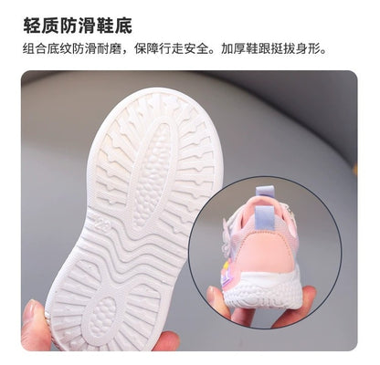 Disney Children Led Shoes Kids Girls Sneakers Frozen Elsa Princess Lighting Shoes Pink Purple Casual Sports Shoes Size 21-31