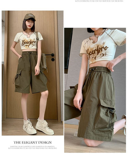 Solid Breathable Shorts Summer Women Fashion Trendy Brand Lightweight Drawstring Basketball Sports Fitness Large Middle Pants