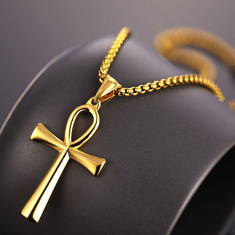 Colar de Aço Inoxidável Egípcio Ankh Para Homens Mulheres Cruz Pingente Corrente Moda Acessórios de Joias Impermeáveis