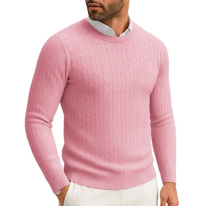 Men's Crewneck Knitted Pullover Sweater Fit Long Sleeve Casual Sweaters Winter Warm Twist Patterned Cable Work Jumper