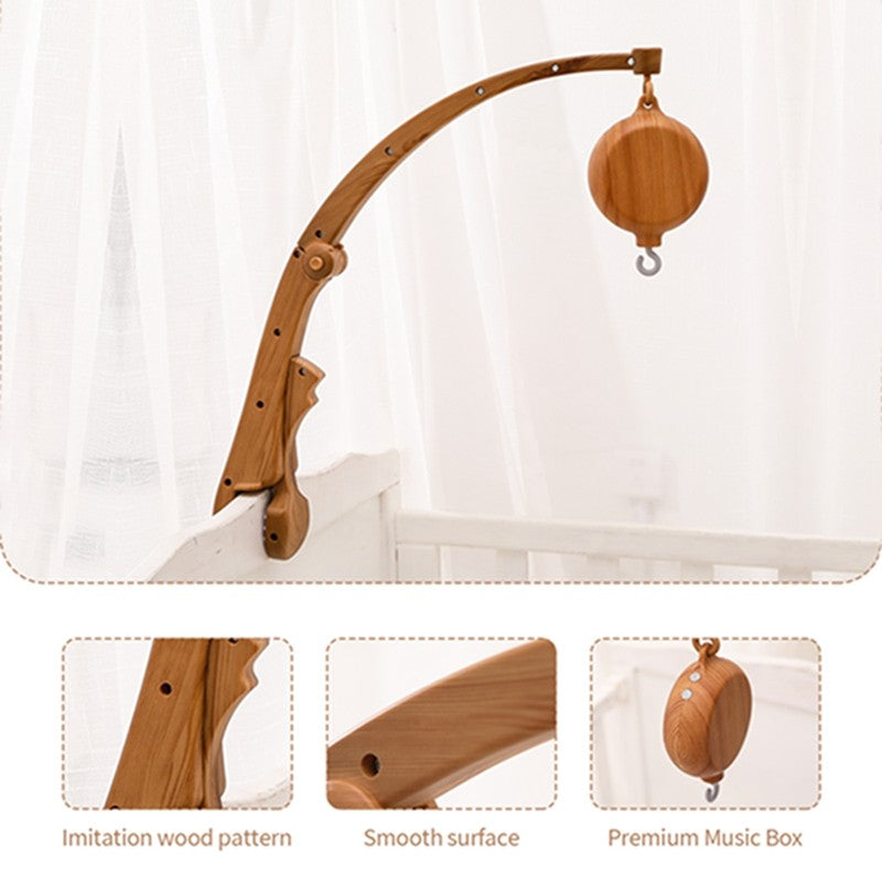 Baby Rattle Toy 0-12 Months Bed Bell Bracket Imitation Wood Grain Plastic Bed Bell Bracket Newborn Crochet Bed Bell Hanging Toys