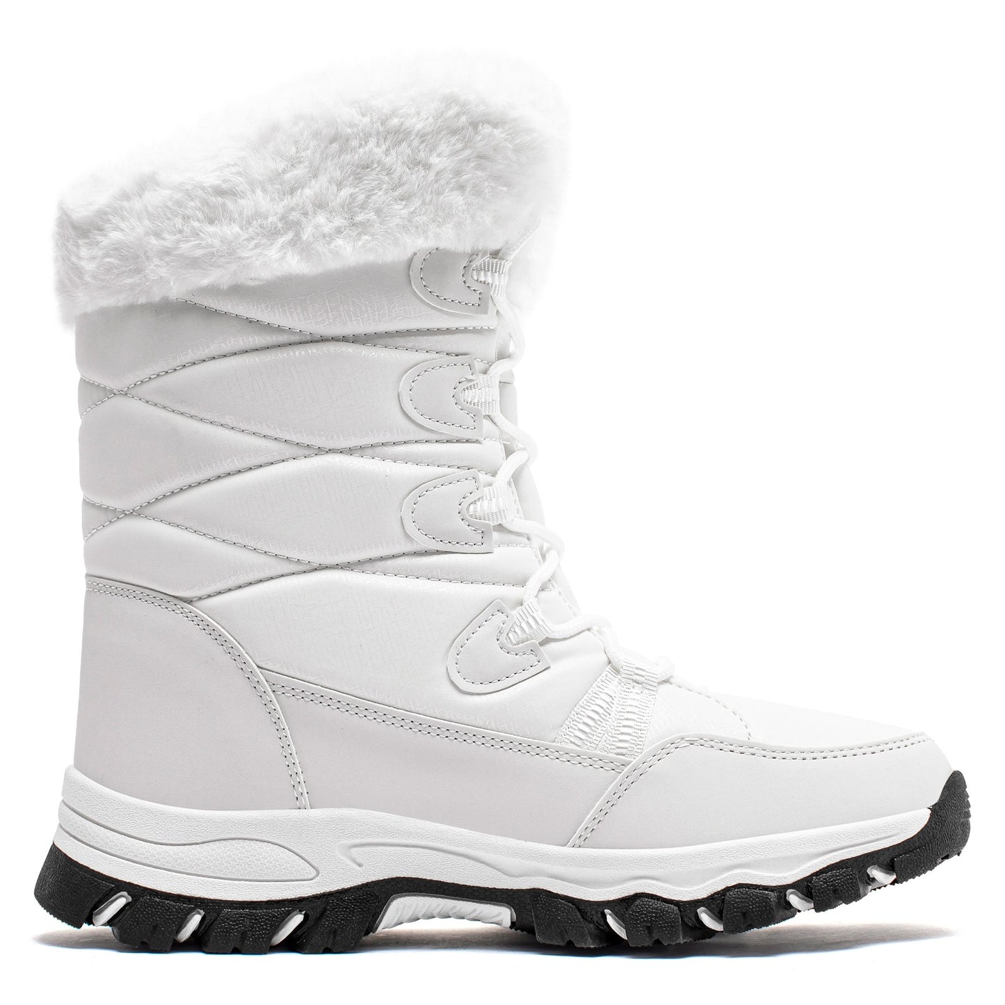 HOBIBEAR Womens Winter Snow Boots Waterproof Outdoor Warm Faux Fur Lined Shoes Non-Slip Lace-Up Boots