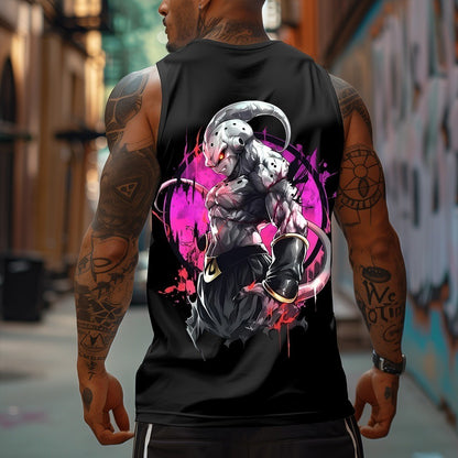 Camiseta Regata de Algodão Puro Estampada Dragon Ball Goku Anime Masculina e Feminina Estilo Esportivo Solto de Verão Americano
