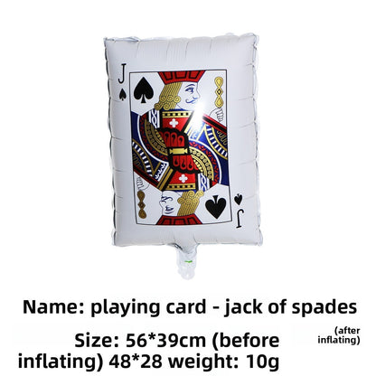 10Pcs Poker Cards Casino Balloon Aluminum Foil Balloons Wedding Christmas Party Shower Birthday Decoration Heart Club