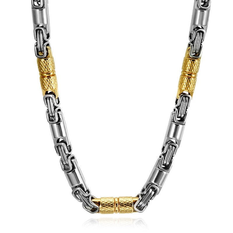 Colar Bicicleta Rock Punk HipHop 6mm Banhado a Ouro Joias Masculinas Femininas Corrente Bizantina de Aço Inoxidável Presentes