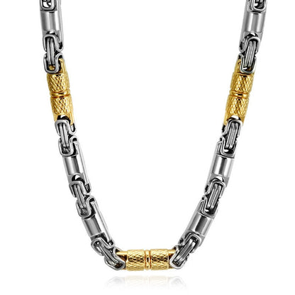 Colar Bicicleta Rock Punk HipHop 6mm Banhado a Ouro Joias Masculinas Femininas Corrente Bizantina de Aço Inoxidável Presentes