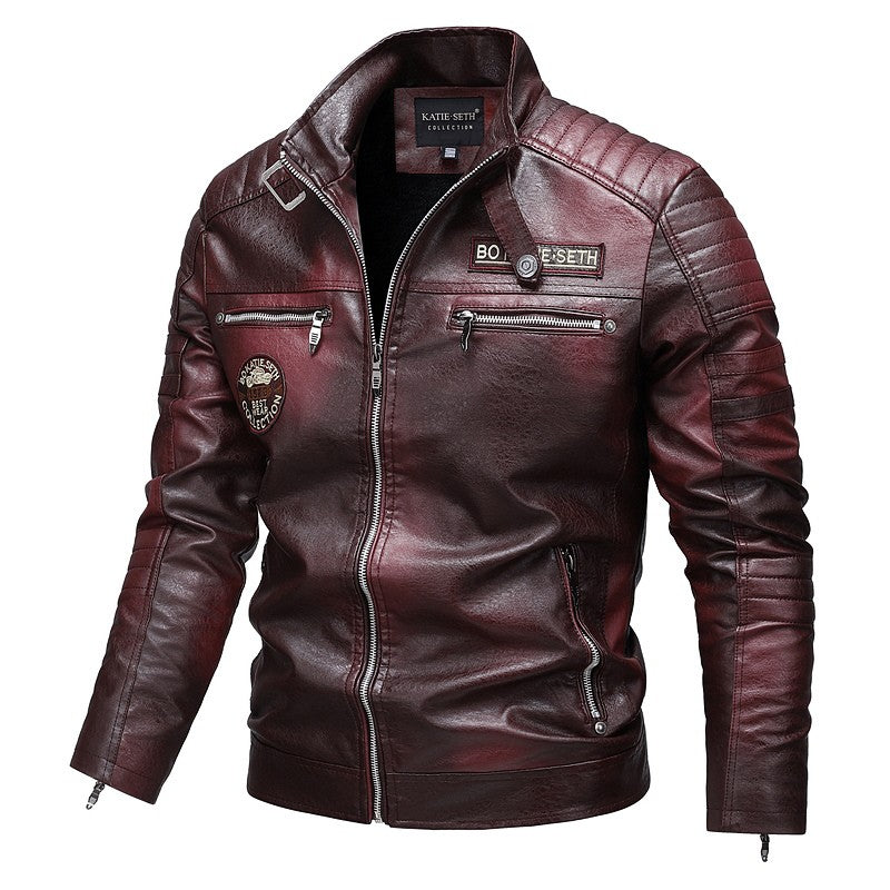 Quality New Male Casual Leather Jackets 7XL Autumn Winter Men Stand Collar Motorcycle Leather Jackets Vintage Leather Coat