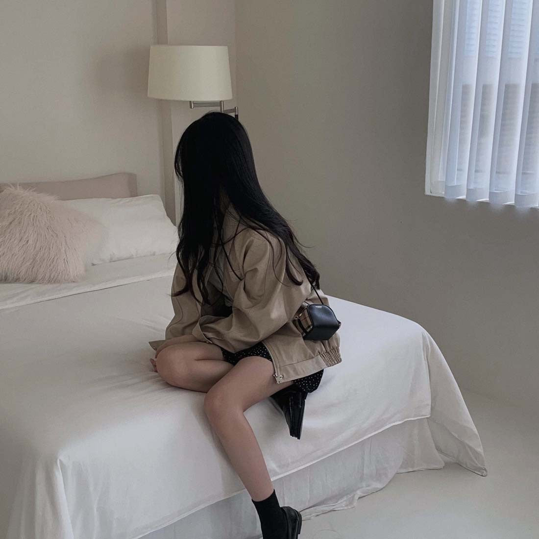 Sli Loose PU Leather Jaet Women's Chic Retro Collar Versatile BF Sle Motorcycle Clothes Trendy Long Sve Zipper