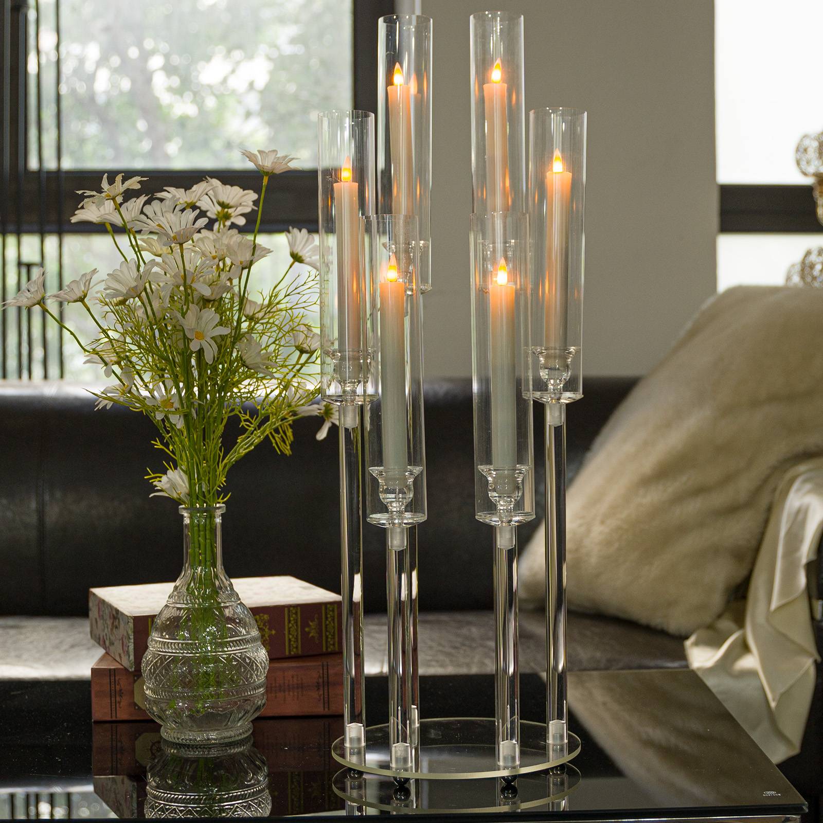 10 Pcs Clear 6-Arm Candelabra Taper Candle Holder Wedding Party Dining Table Banquet Christmas Event Decoration