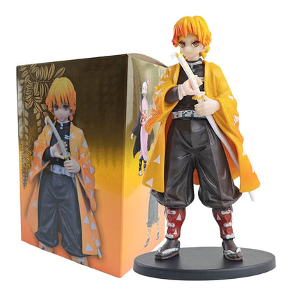 Boneco de Ação do Anime Demon Slayer - Kamado Tanjirou com Agatsuma Zenitsu e Nezuko, Brinquedos de PVC Kimetsu No Yaiba Guerreiros