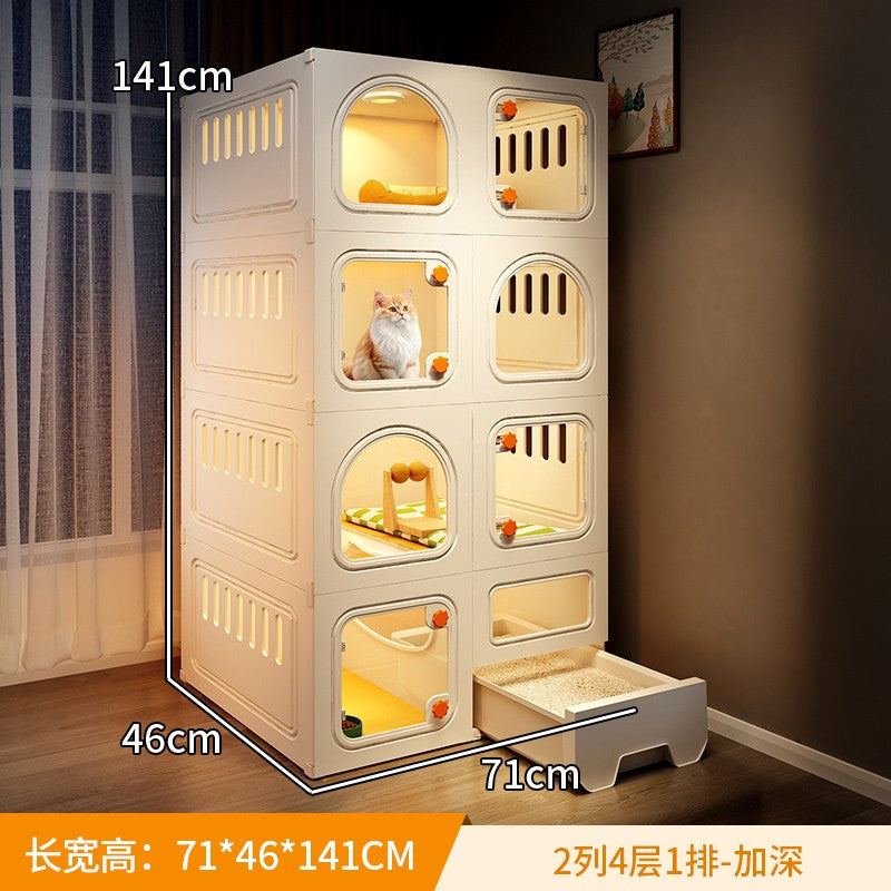 Gaiola Compacta para Gatos com Banheiro Tudo-em-Um Casa de Gatos Interna para Pequenos Espaços Mansão de Gatos com Economia de Espaço Placa de Caverna DIY Vila para Gatos