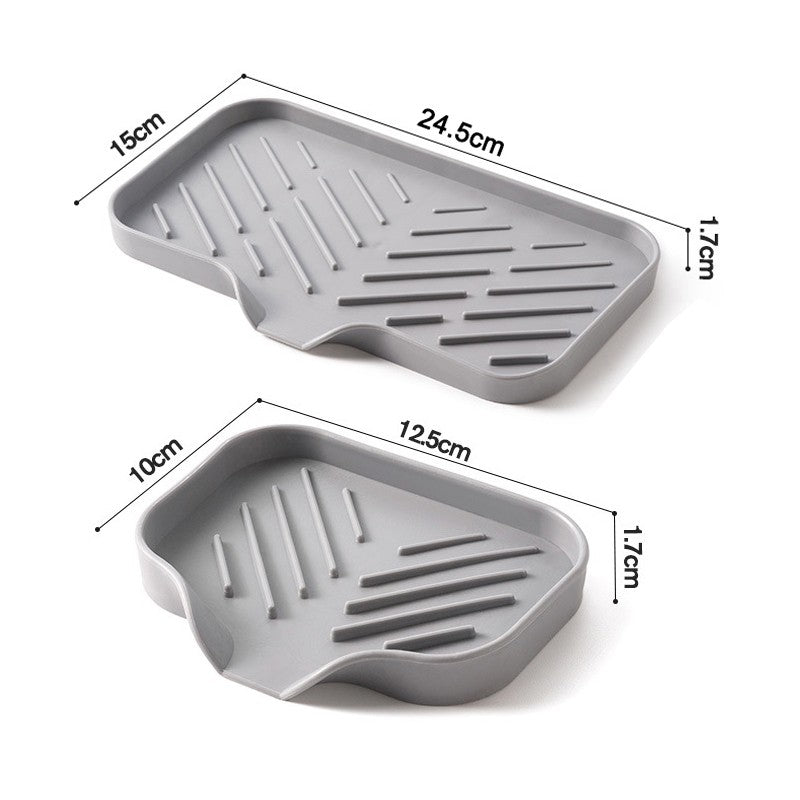 1/2pcs Kitchen Sink Silicone Tray With Drain Soap Sponge Storage Holder Countertop Sink Scrubber Brush Soap Storage Rack