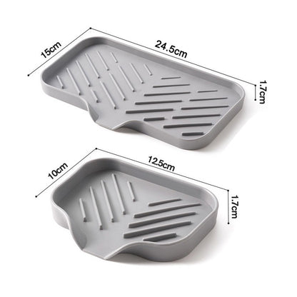1/2pcs Kitchen Sink Silicone Tray With Drain Soap Sponge Storage Holder Countertop Sink Scrubber Brush Soap Storage Rack