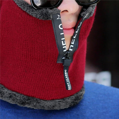 Novos Homens Inverno Quente Lã Chapéu Outdoor Proteção Orelha Chapéus Quente Grosso Bicicleta Gorro de Malha com Cachecol Viseiras à Prova de Vento
