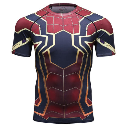 New Men Comics Cosplay Spiderman Iron Man Compression T-shirt Short Sleeve Sport Tees Tops Fitness Sportwear Marvel Clothes