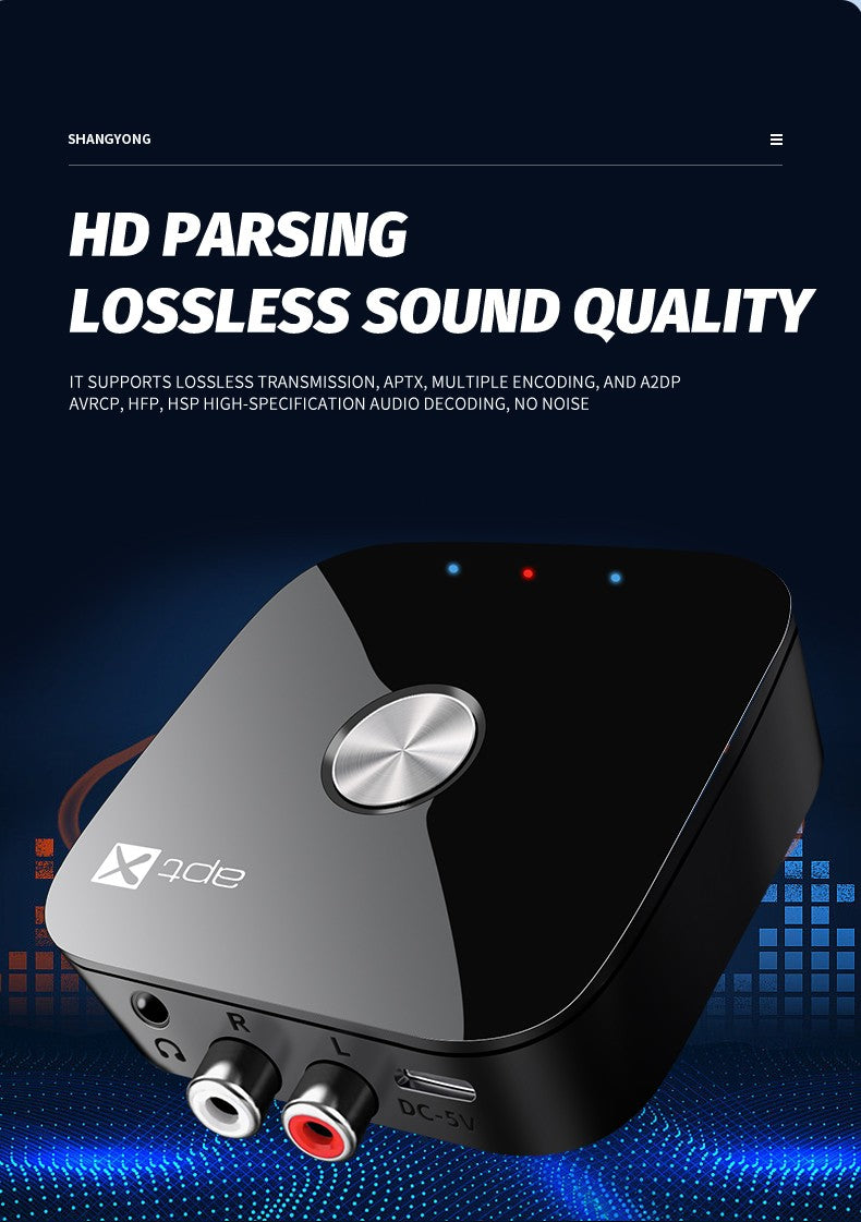 Tebe aptX/aptX-Adaptive Bluetooth 5.4 Audio Receiver Transmitter R/L 3.5mm Aux Wireless Music Adapter for TV Car Headphones