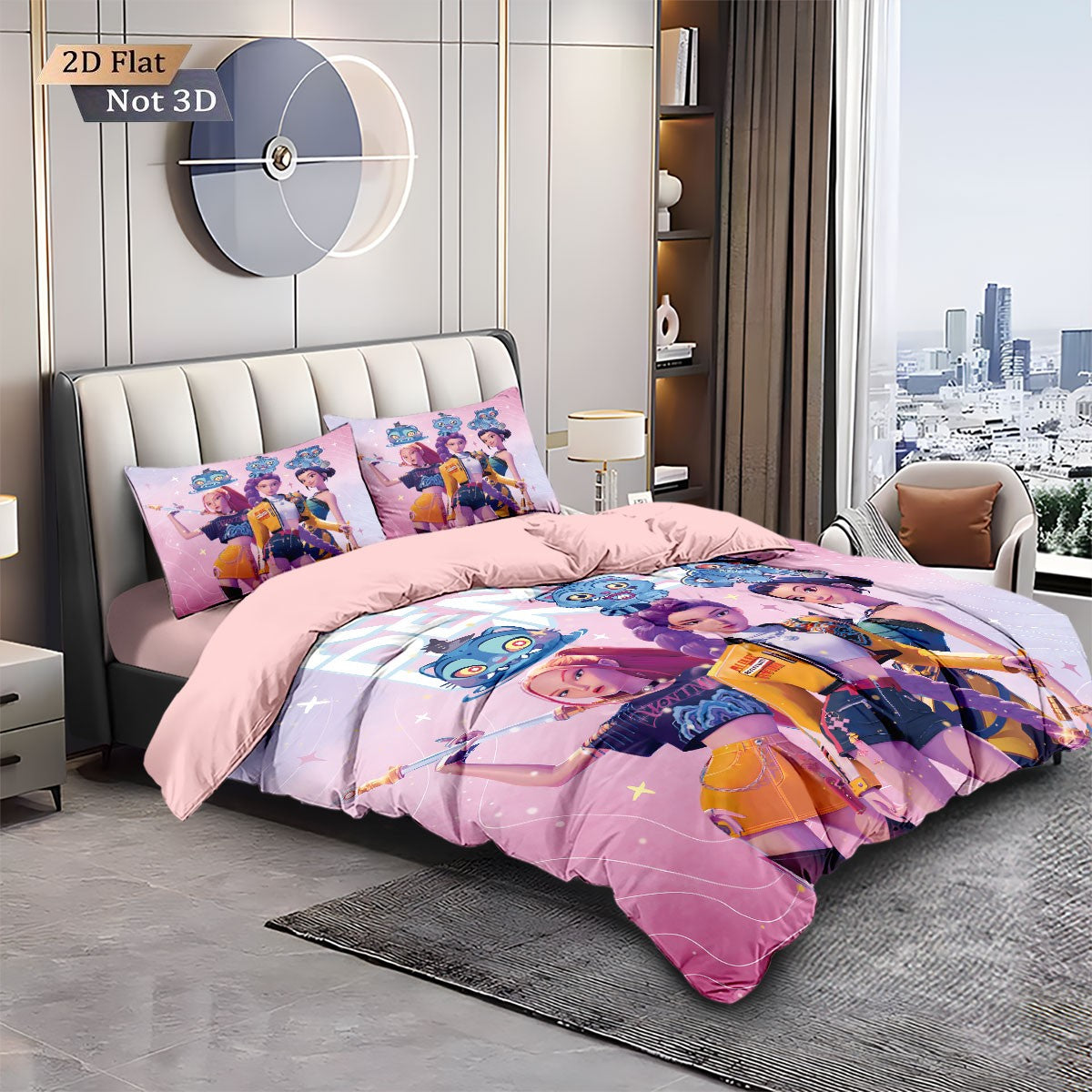 3pcsK-Pop Demon Hunters Printed Chipless Bedding, Multi Sized Bedding, Dormitory duvet Cover, Soft Machine Washable Decoration